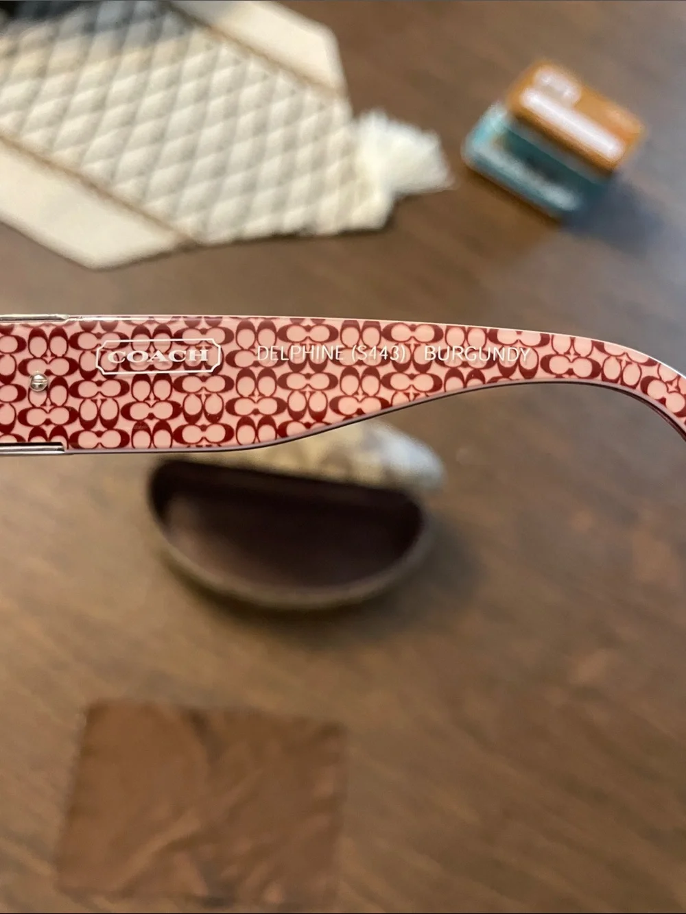 Coach Delphine S443 glasses with Khaki and Brown Signature Sunglasses Case